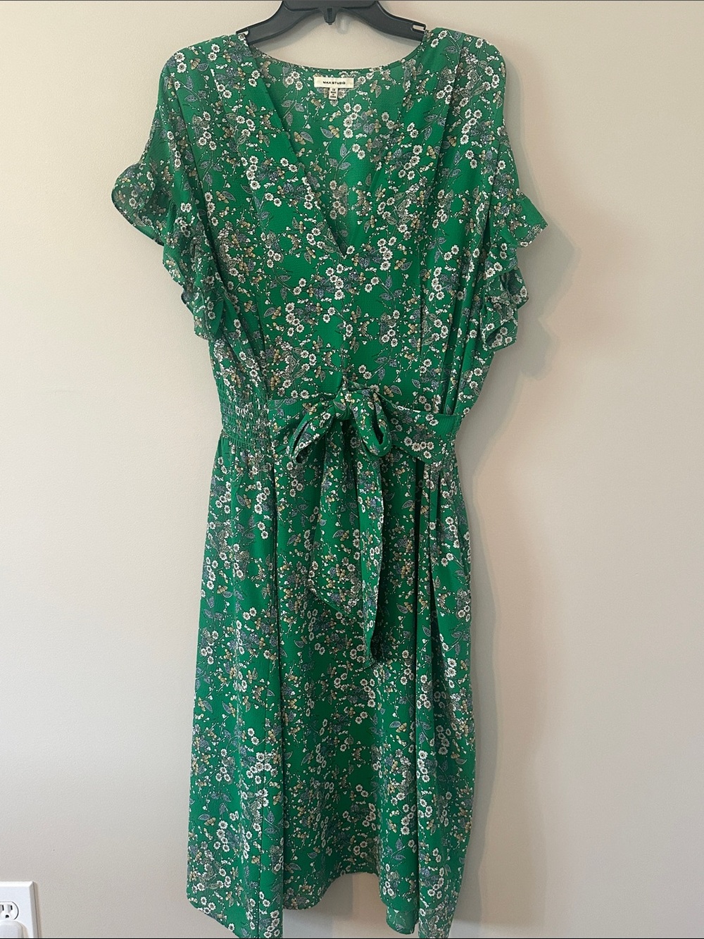 Max Studio Green Floral High Low Dress